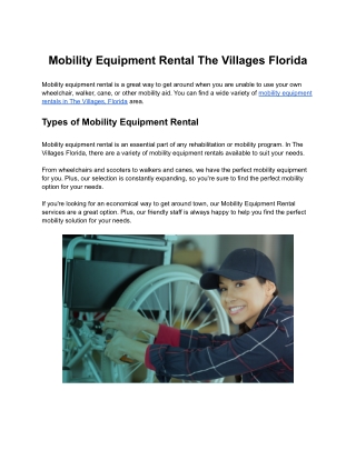 Mobility Equipment Rental in The Villages, Florida