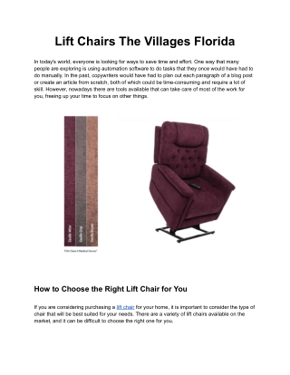 Lift Chairs in The Villages, Florida