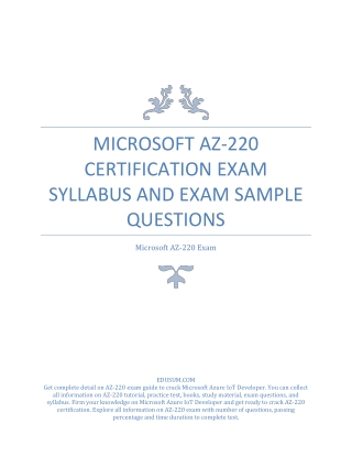 Microsoft AZ-220 Certification Exam Syllabus and Exam Sample Questions