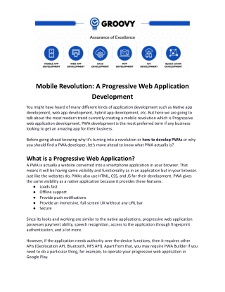 Mobile Revolution: A Progressive Web Application Development