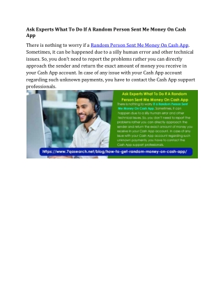 Ask Experts What To Do If A Random Person Sent Me Money On Cash App
