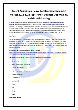Global Heavy Construction Equipment Market Opportunities and Forecast 2020-2027