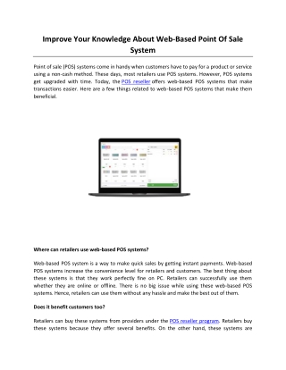 Improve Your Knowledge About Web-Based Point Of Sale System