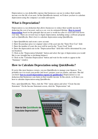 How to Use QuickBooks to Calculate Depreciation?