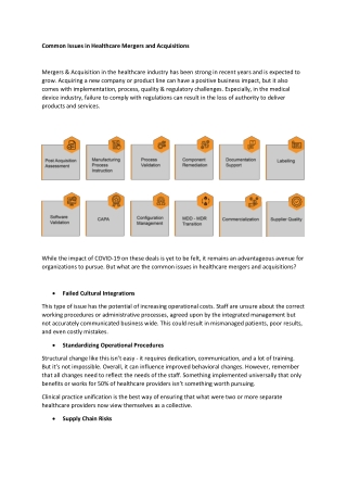 Common Issues in Healthcare Mergers and Acquisitions