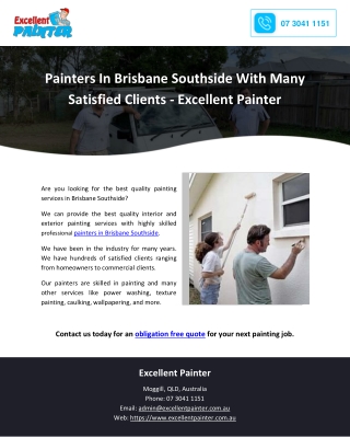 Painters In Brisbane Southside With Many Satisfied Clients - Excellent Painter