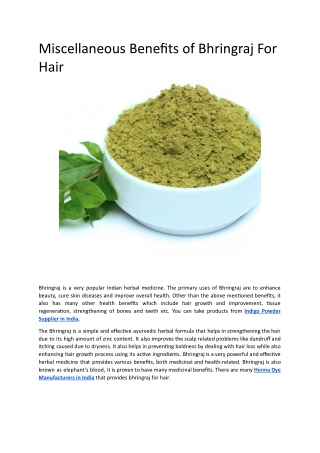 Miscellaneous Benefits of Bhringraj For Hair