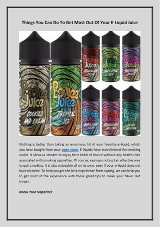 Things You Can Do To Get Most Out Of Your E-Liquid Juice
