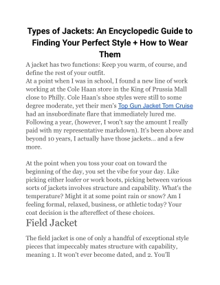 Types of Jackets An Encyclopedic Guide to Finding Your Perfect Style  How to Wear Them