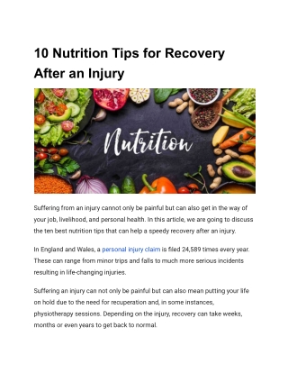 10 Nutrition Tips for Recovery After an Injury