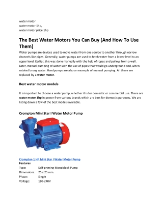 The Best Water Motors You Can Buy