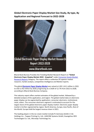Global Electronic Paper Display Market Research Report 2022-2028