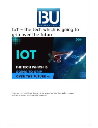 IoT – the tech which is going to grip over the future