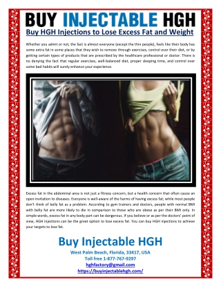 Buy HGH Injections to Lose Excess Fat and Weight