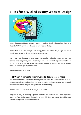 5 Tips for a Wicked Luxury Website Design | Sydney Digital Agency