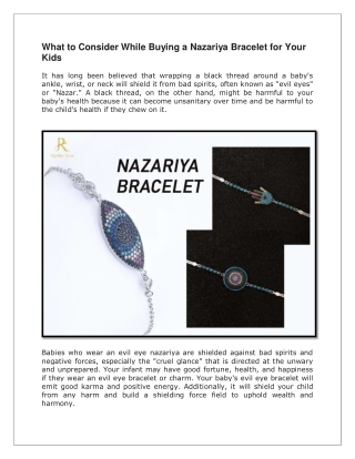 What to Consider While Buying a Nazariya Bracelet for Your Kids
