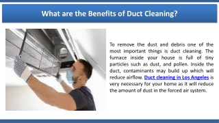 What are the Benefits of Duct Cleaning