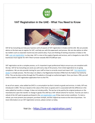 VAT Registration in the UAE - What You Need to Know