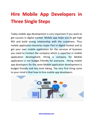Hire Mobile App Developers in Three Single Steps