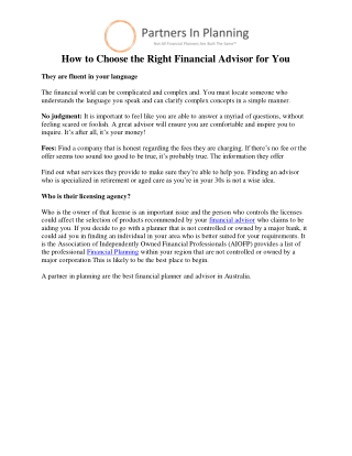 How to Choose the Right Financial Advisor for You