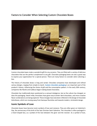 Factors to Consider When Selecting Custom Chocolate Boxes