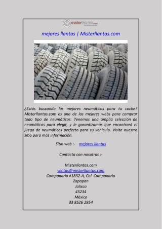 mejores llantas Misterllantas.com