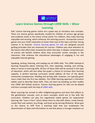 Learn Science Games through LSRW Skills – Wizar Learning