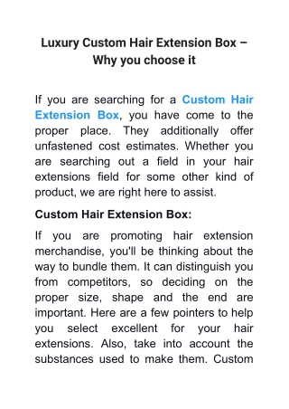 Luxury Custom Hair Extension Box – Why you choose it