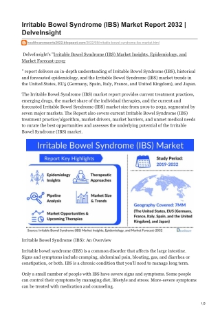 Irritable Bowel Syndrome IBS Market Report 2032  DelveInsight
