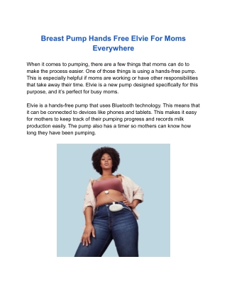 Breast Pump Hands Free Elvie For Moms Everywhere