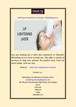 Dark Lips Treatment In Chennai Relooking.co.in