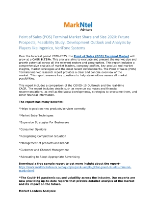Global Point of Sales (POS) Terminal Market Analysis, 2020