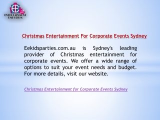 Christmas Entertainment For Corporate Events Sydney  Eekidsparties.com.au