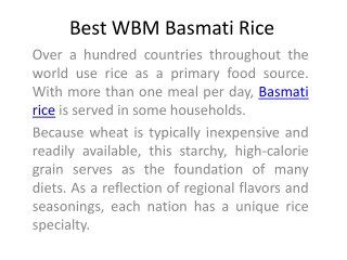 Best WBM Basmati Rice