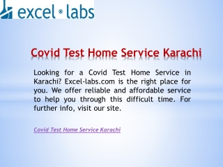 Covid Test Home Service Karachi  Excel-labs.com