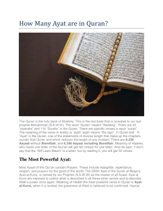 How Many Ayat are in Quran?