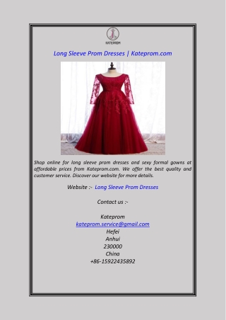 Long Sleeve Prom Dresses  Kateprom.com