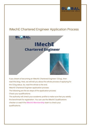 IMechE Chartered Engineer Application Process