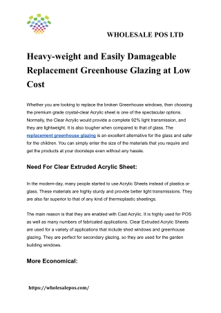 Heavy-weight and Easily Damageable Replacement Greenhouse Glazing at Low Cost