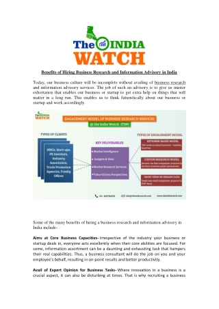 Benefits of Hiring Business Research and Information Advisory in India