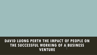 David Luong Perth the Impact of People on the Successful working of a business venture