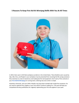5 Reasons To Keep First Aid Kit Winnipeg Refills With You At All Times .docx