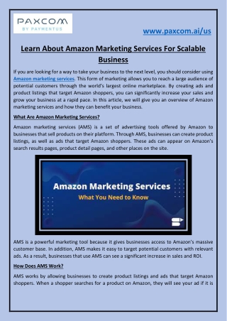 Learn About Amazon Marketing Services For Scalable Business