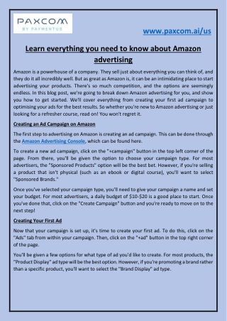 Learn everything you need to know about Amazon advertising