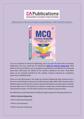 MCQ Book For Electrical Engineering Students with Detailed Solution