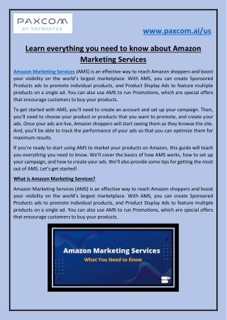 Learn everything you need to know about Amazon Marketing Services