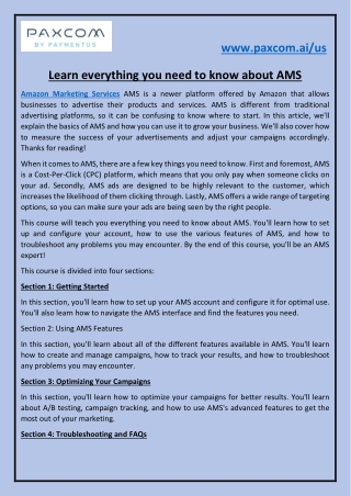 Learn everything you need to know about AMS