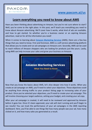 Learn everything you need to know about AMS