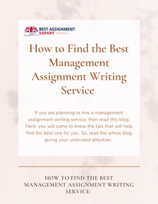 How to Find the Best Management Assignment Writing Service