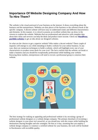 Importance Of Website Designing Company And How To Hire Them?